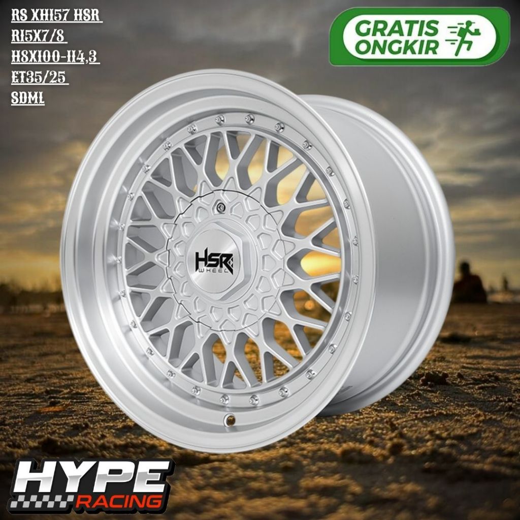 Velg Racing CELONG Ring 15 HSR RS XH157 R15 Lebar 7/8 Silver untuk BRIO , JAZZ , AVANZA , YARIS