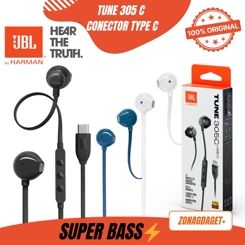 JBL TUNE 305 C USB C Wired Type C Hi-Res Earphones