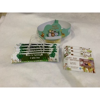 Plastik Bingkisan Snack Undangan Topi Custom Ulang Tahun Tema Animal Safari Bisa Isi Nama