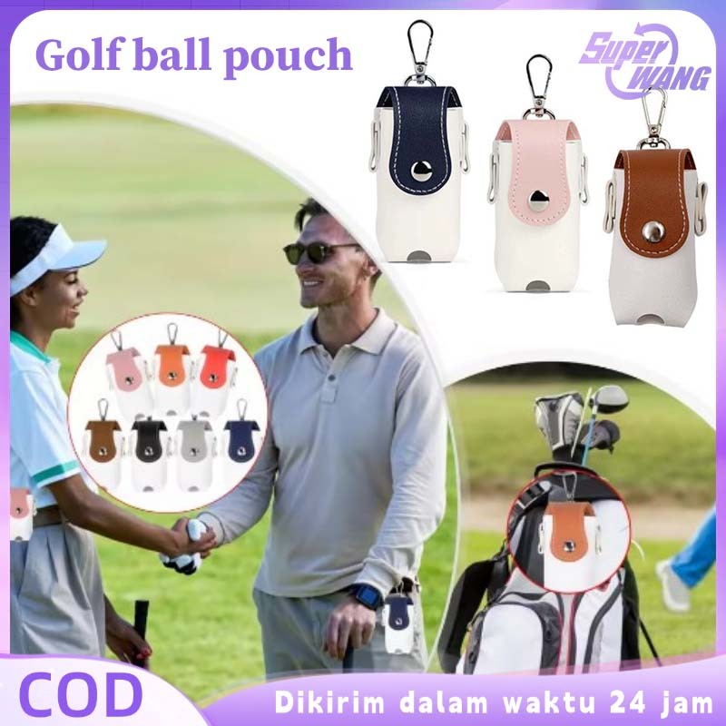Tempat Bola Golf Pu Kulit Pouch Bola Golf Double Tempat Bola Golf Universal Golf Ball Bag