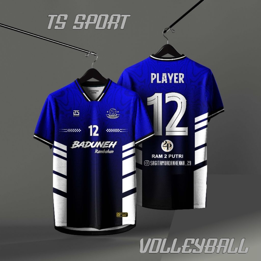 Kaos Jersey Volly Full Printing Gratis Tambah Nama Nomer Logo Sponsor