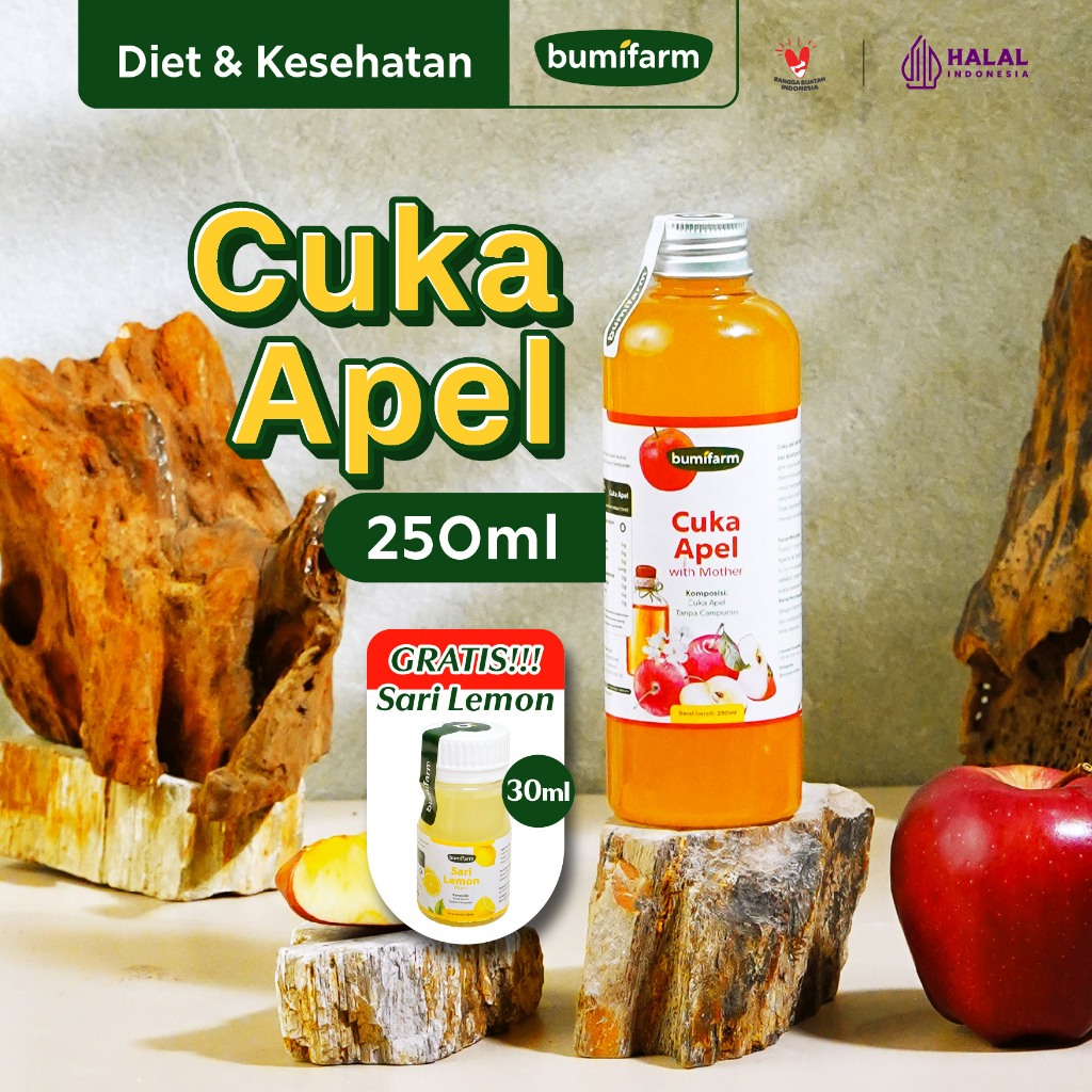 CUKA APEL ORIGINAL ORGANIK 250ML WITH MOTHER BUMIFARM / APPLE CIDER VINEGAR / CUKA SARI APEL ORIGINA