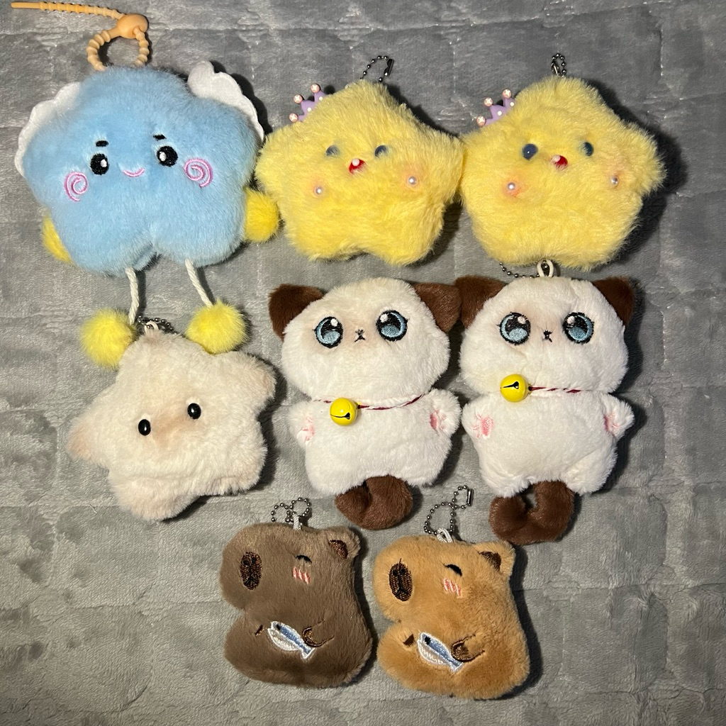 Plush Keychain / Bagcharm - Gantungan Kunci Boneka - Siamese Cat / Little Star / Capybara