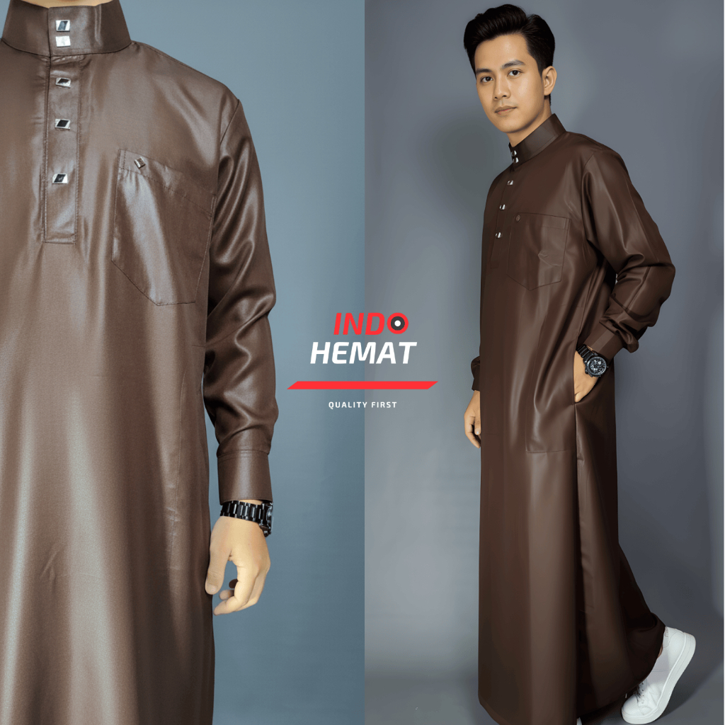 NEW Jubah Pria Gamis Pria Desain Modern dengan Kerah Elegan dan Tangan Manset