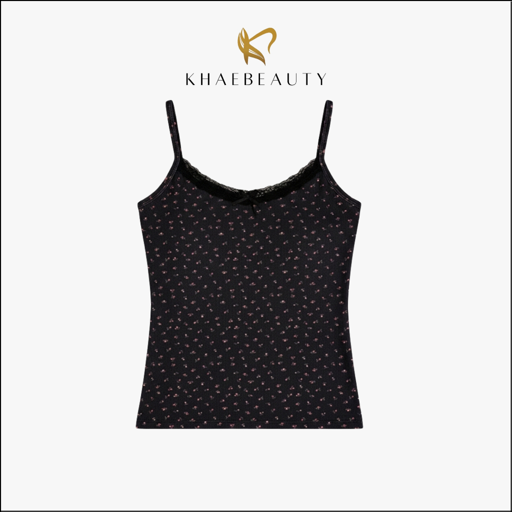 KHAEBEAUTY Tanktop Bra Wanita Motif Bunga Renda Atasan Tali Singlet Floral Lace Pita Lucu BR252