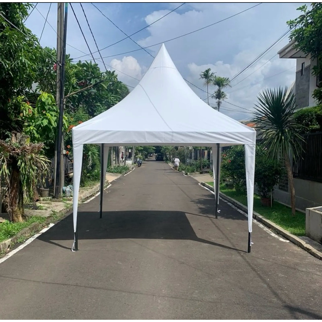 Kain atap tenda kerucut ukuran 3x3 rangka single rangka besi -bahan 410d