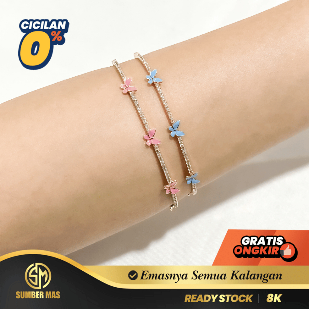 SUMBER MAS - Gelang Kolong Emas Butterfly Listring Fashion 8K