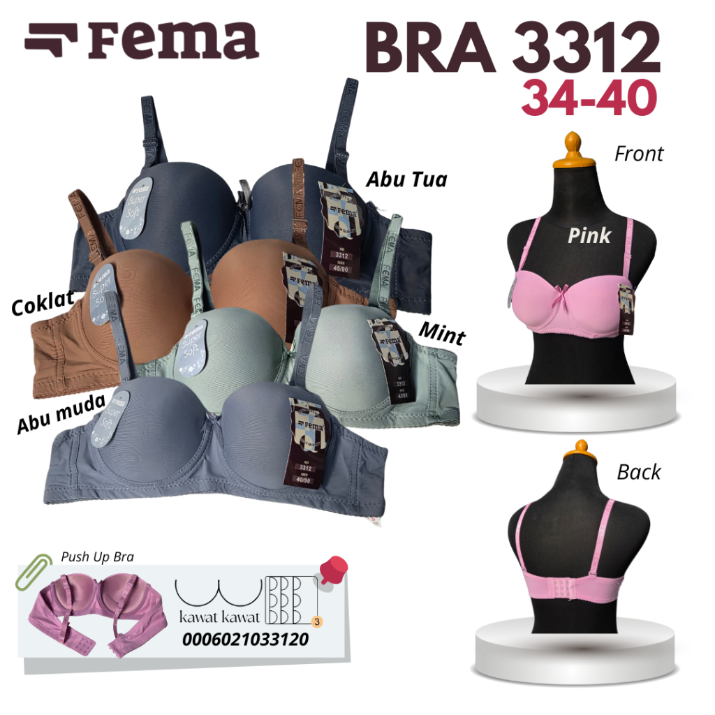 FEMA Official Shop 1 pcs Bra 3312 Polos push up bra