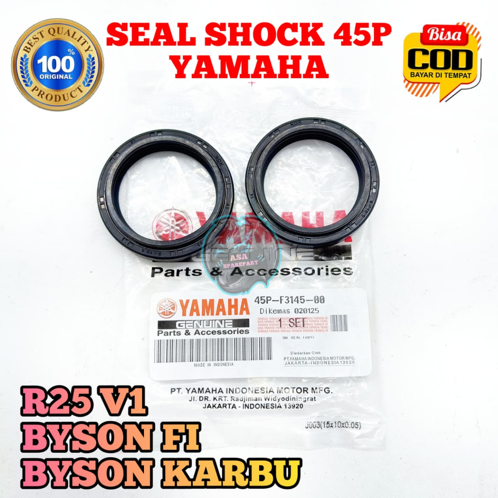 Seal shock depan 45P asli original motor Yamaha R25 V1 , Byson FI Injeksi , Bison Karbu karet sil Sh
