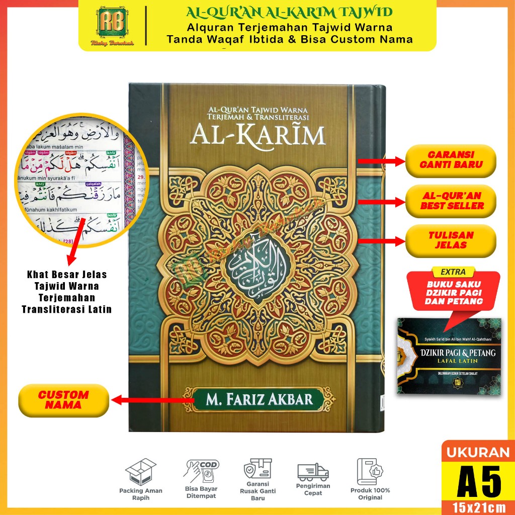 Alquran Alkarim Transliterasi Latin A5 Alquran Tajwid Al-Karim A5 Terjemah dan Latin - alquran al ka