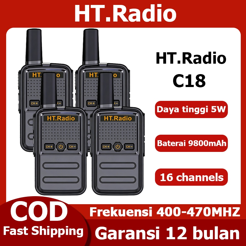 [4PCS] HT.Radio C18 Walkie Talkie Interlokal IP54 Tahan air dan kedap debu Transceiver dua arah Radi