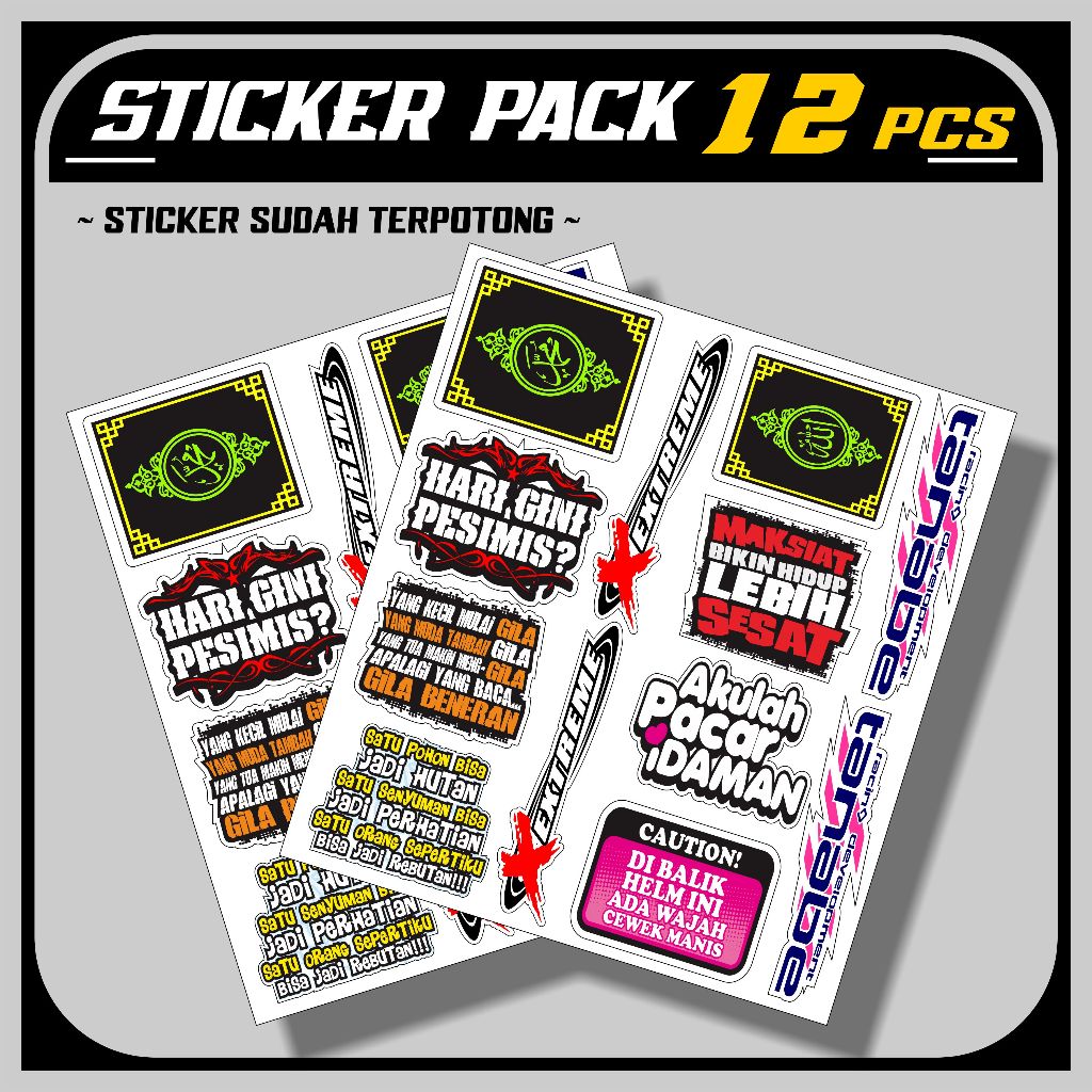(COD) Sticker Viral Kata2 Lucu Kartun Lucu - Stiker Helm Herex Racing Viral Murah sudah terpotong