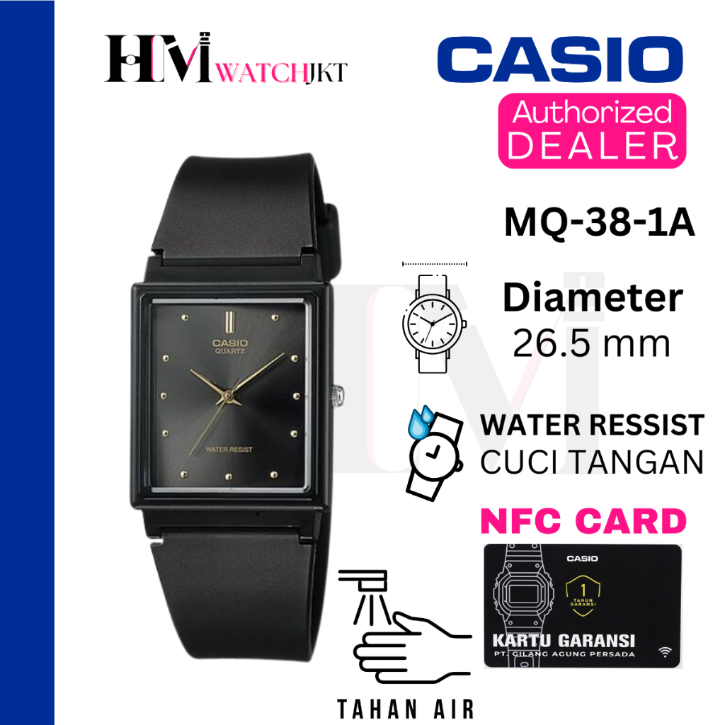 CASIO MQ-38-1ADF Jam Tangan Pria Original Analog Karet Classic Antiair MQ-38-1A MQ-38 MQ38