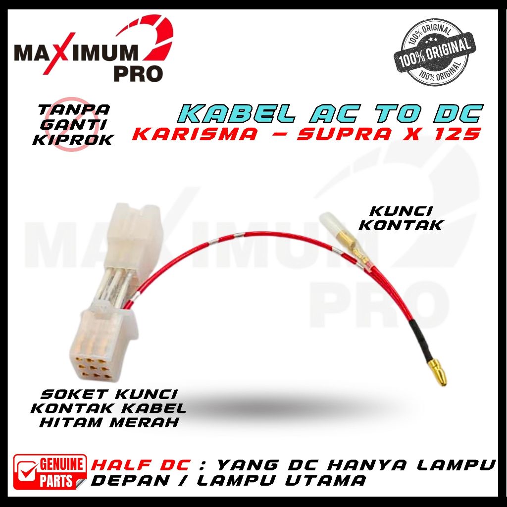 KONVERTER AC TO DC KARISMA SUPRA X 125 OLD AC KE DC KARISMA LAMPU DEPAN BELAKANG KABEL CONVERTER DC 