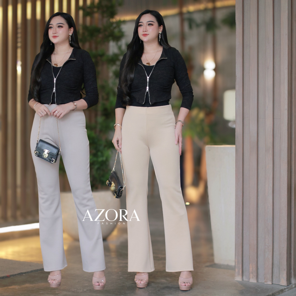 Flarepants Cutbray Scuba - Celana Scuba Cutbray Wanita Highwaist