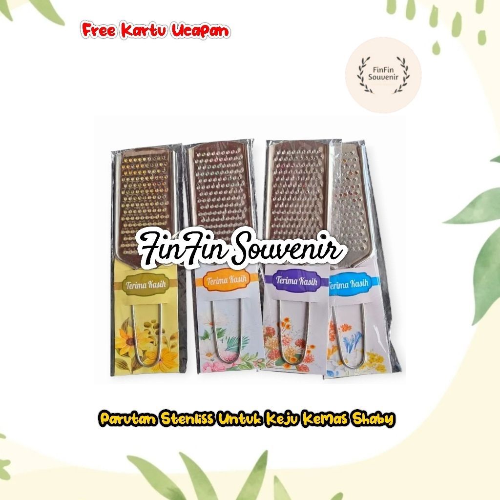 Juleashop (Isi 100 Pcs) Souvenir Parutan Keju / Parutan Stenlis Kemas Shaby Souvenir Pernikahan