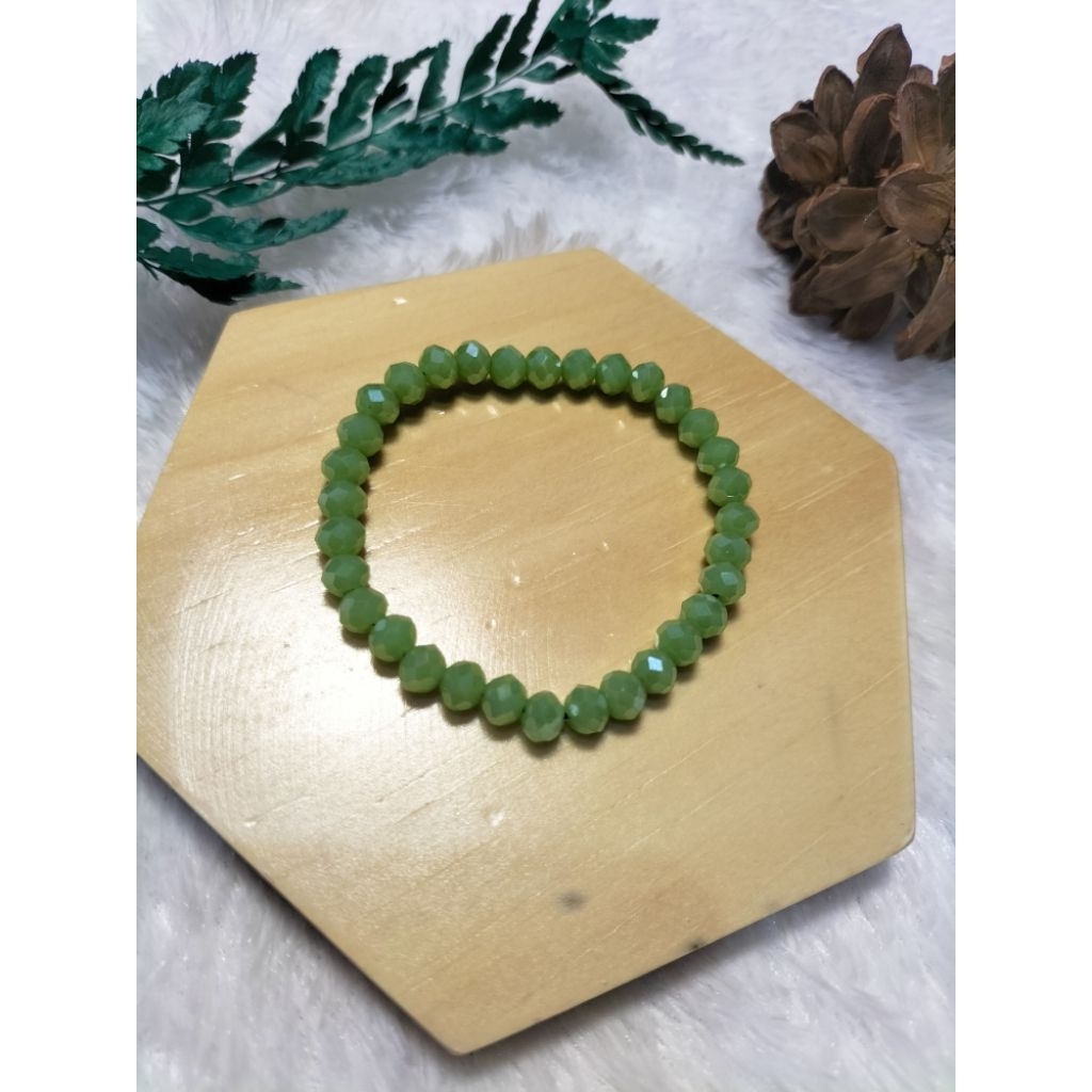 gelang batu Cristal ceko  6mm, Kristal doff bening