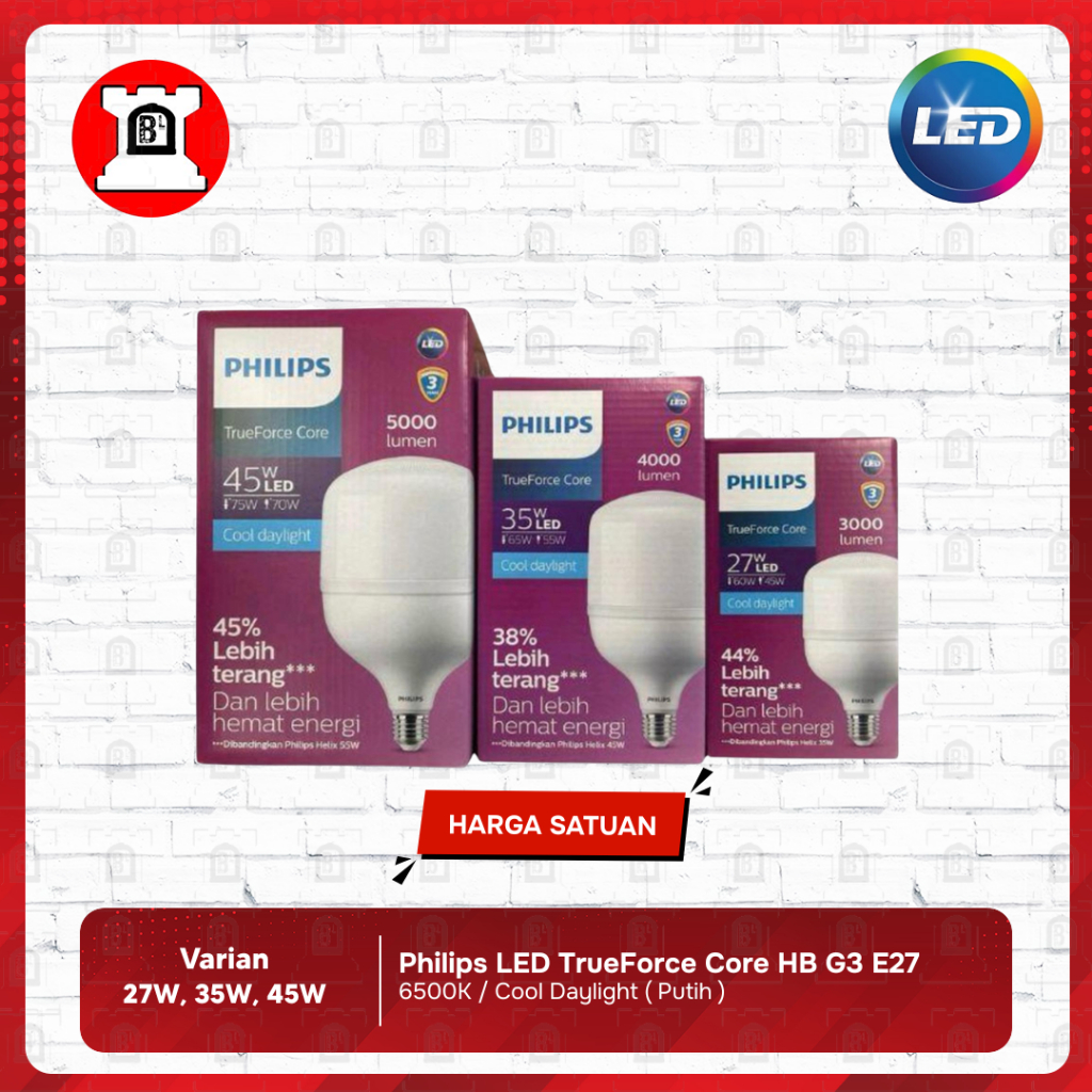 All Varian Philips Lampu LED Bohlam Trueforce HB 27W / 35W / 45W