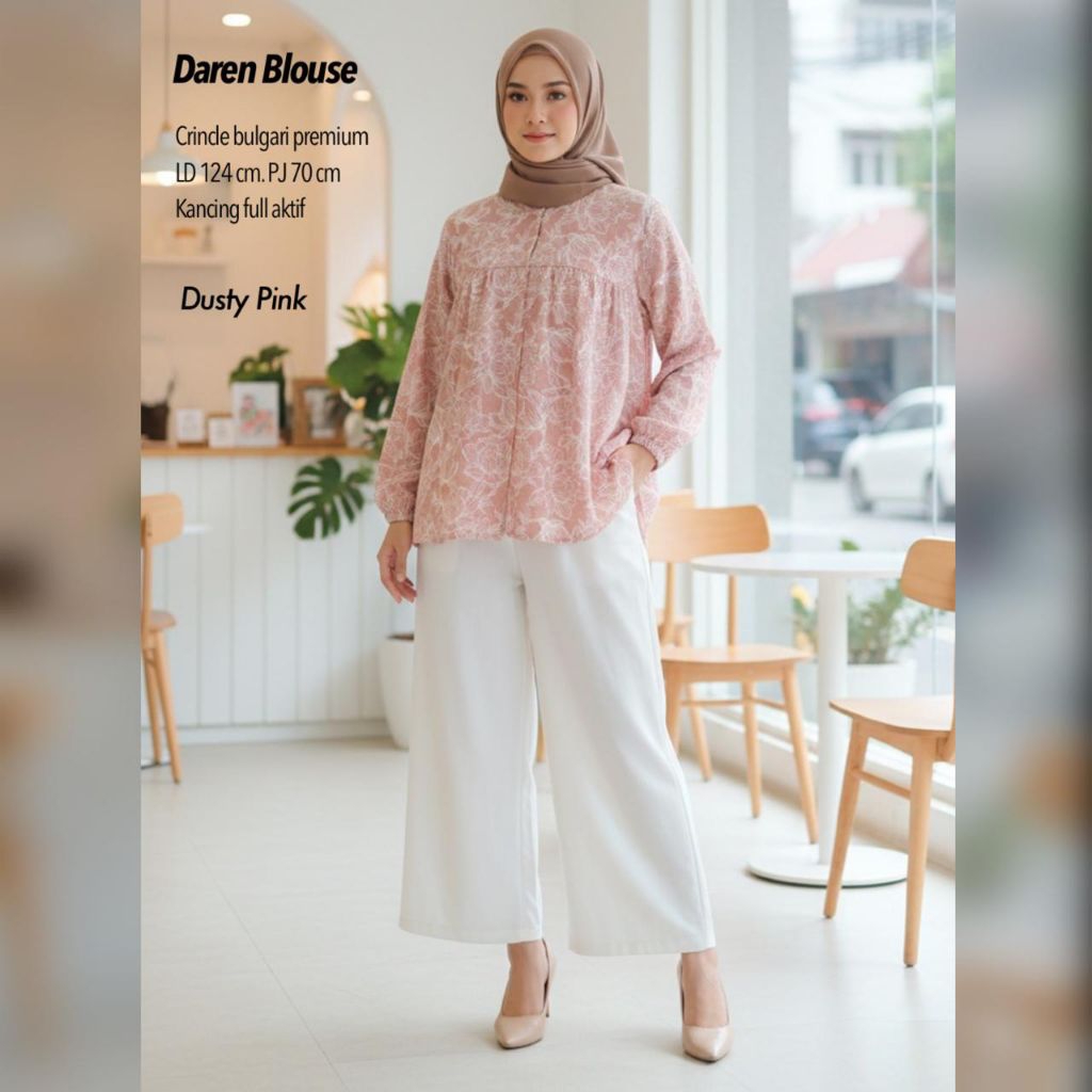 DAREN BLOUSE WANITA CRINKLE BULGARI / Blouse Motif / Blouse Bunga / Blouse JUMBO / Blouse  Crinkle