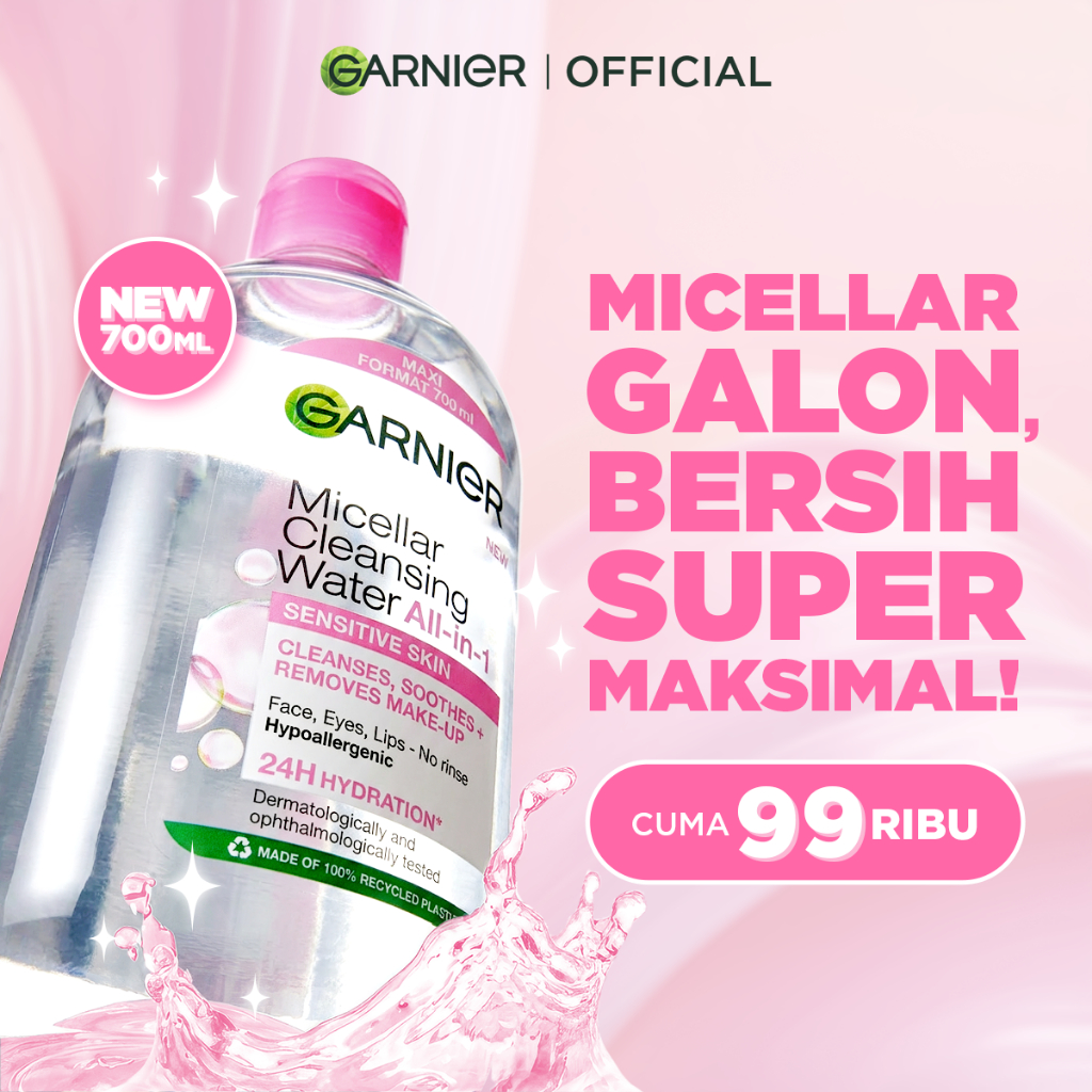 [JUMBO SIZE] GARNIER Micellar Water Gallon 700ml Pink Sensitive Skin Untuk Semua Jenis Kulit -  Skin