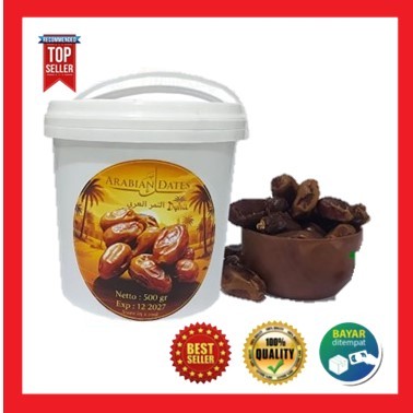 Kurma Kemasan Ember 500gr Empuk Arabian Dates Asli Jazirah Arab Legit Manis