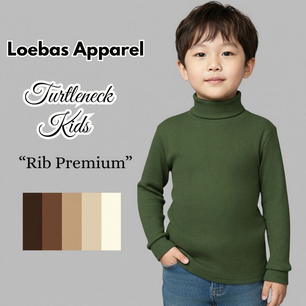 Sweater Rajut Turtleneck Anak Cowok Umur 4 sampai 12 tahun Bahan Rajut Premium Korean Syle