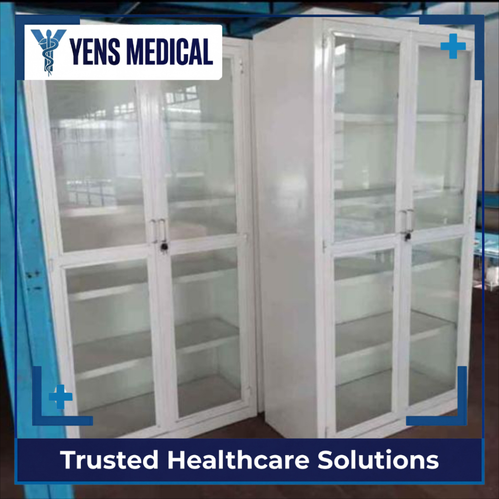 Lemari Obat 2 Pintu Besi - Kabinet Instrumen Medis Apotek Klinik RS