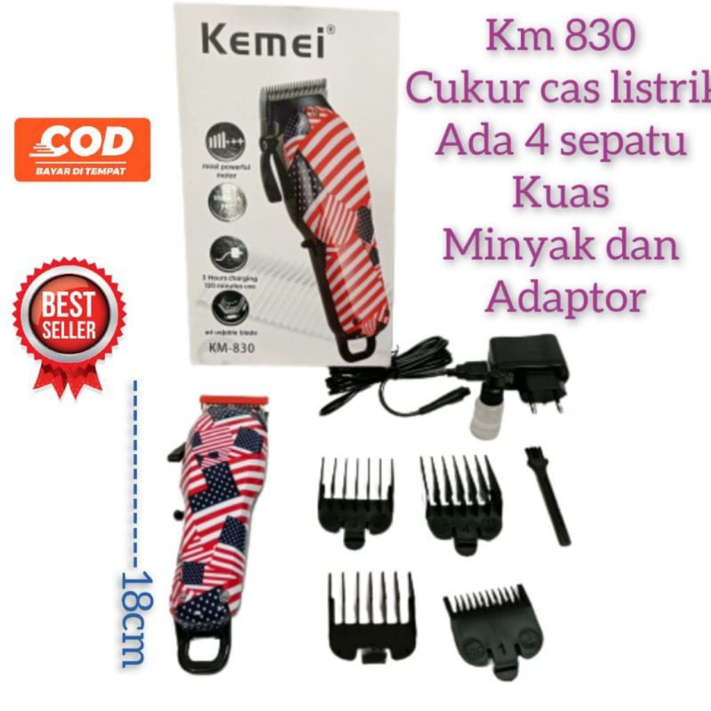 Kemei KM 830 Alat Cukur Rambut Hair Clipper Professional Elektrik Rechargeable Mesin Cukuran KM-830