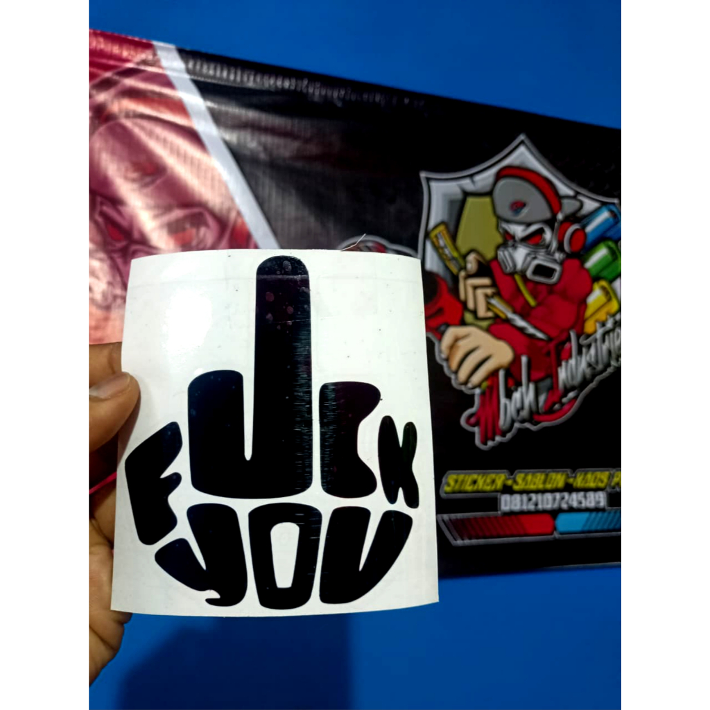 Sticker sStiker Cutting Desain Jari Tengah Fuck You