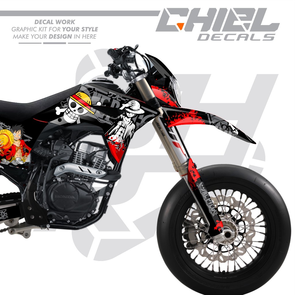 Decal Sticker Supermoto CRF 150 L Full Body Custom Anime One Piece Luffy Kode CH 04 | Dekal Stiker M