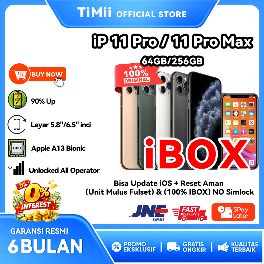 iPhone 11 Pro / 11 Pro Max 100% Original iBOX iP 11 Pro Max Second Bekas 64GB 256G Secure Network No