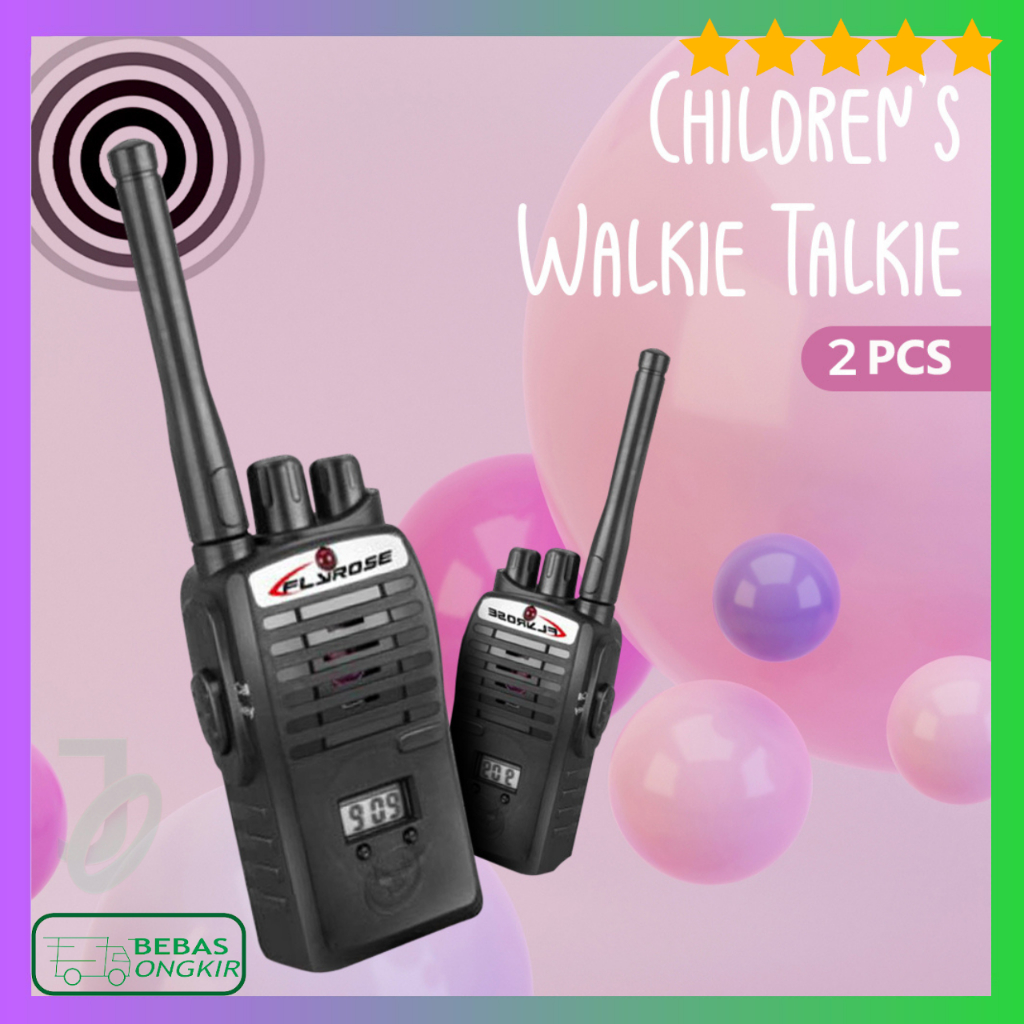 Flyrose Walkie Talkie HT Mainan Anak 2 Pcs Komunikasi Jarak 60M Baterai 9V JQ220-6C2