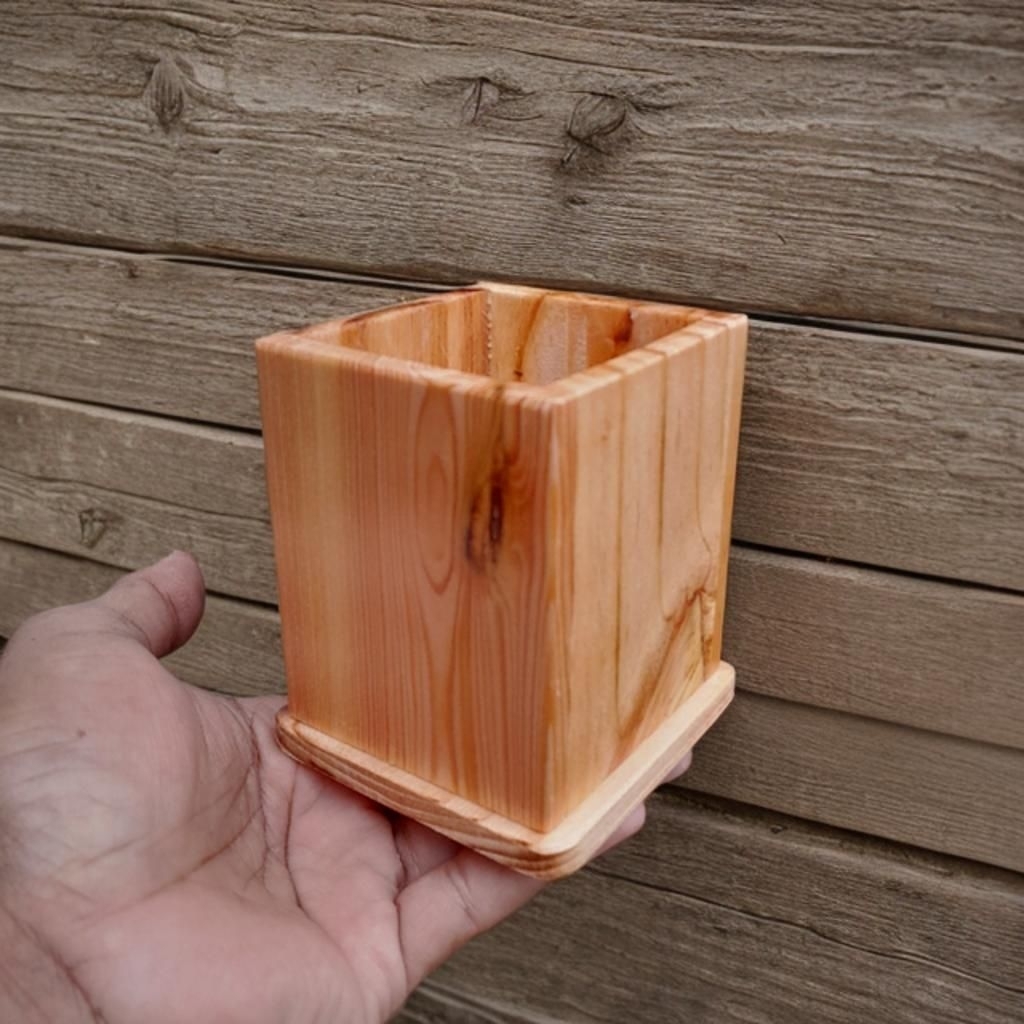 kotak pensil dll/hiasan meja/kotak hexagonal &persegi/kerajinan kayu