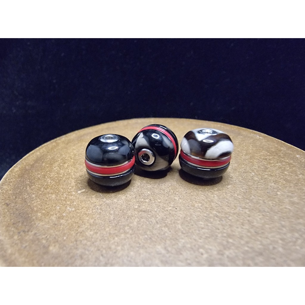 Bead Batu Dzi Inlaid Silver Sherpa Tibet 12mm E1231