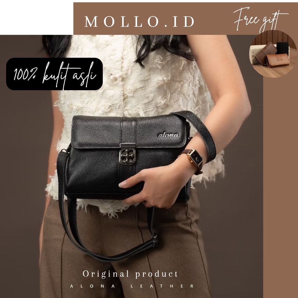 Belleza Slingbag - Tas Selempang Wanita Kulit Sapi Asli tas wanita branded tas wanita sosialita Free