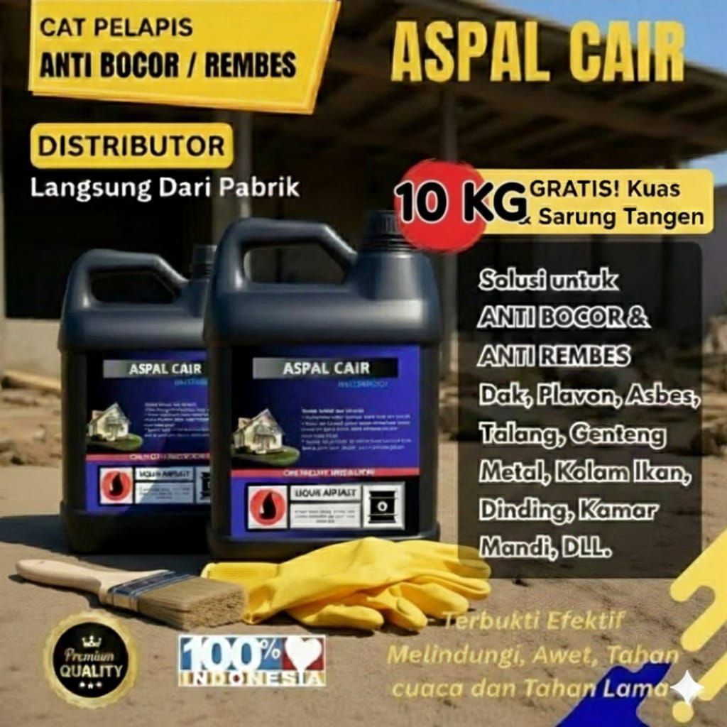 ASPAL CAIR 10 Kg - aspal cair waterproof anti rembes & bocor