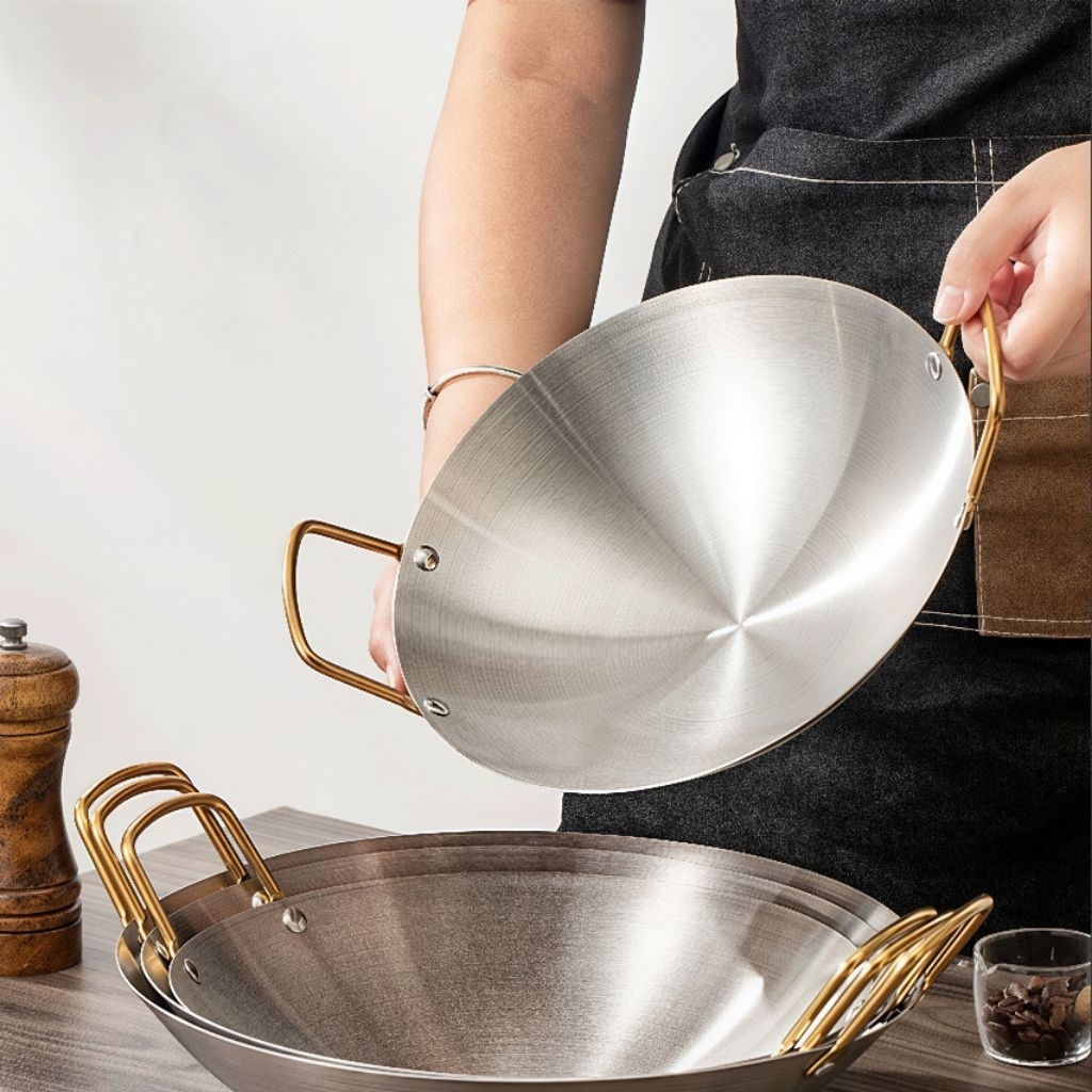 Wajan Penggorengan Kuali 30 Cm Stainless Steel