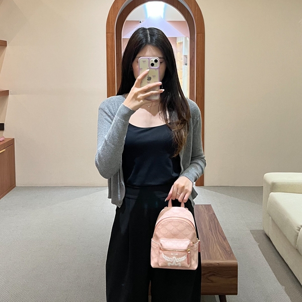 Tas MCM VISETOS WHITE PINK BEBEBOO BACKPACK 100% ORIGINAL