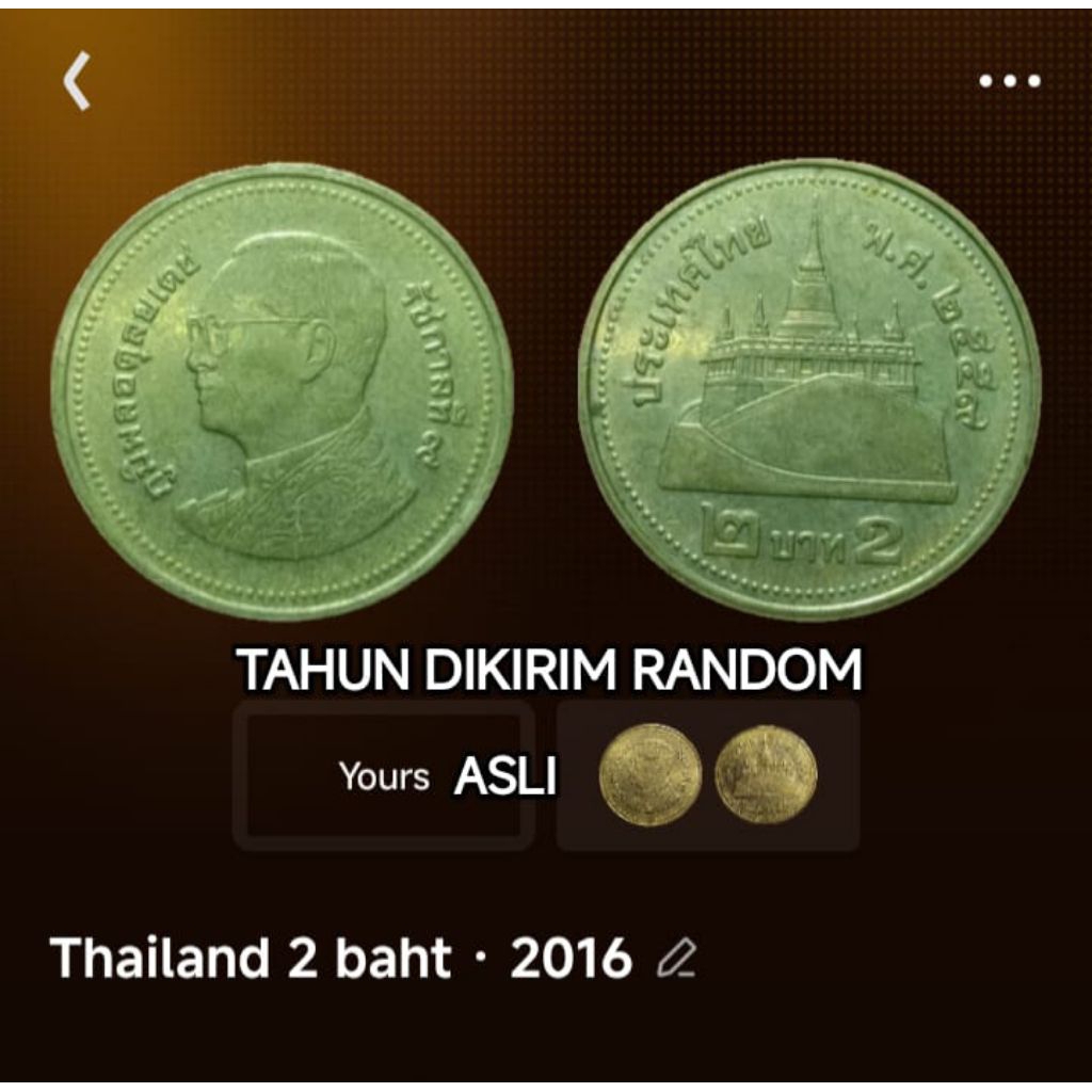 Koin 2 Bath Thailand Koleksi Uang Coin Thailand 2 Baht Asing Luar Negeri Mancanegara