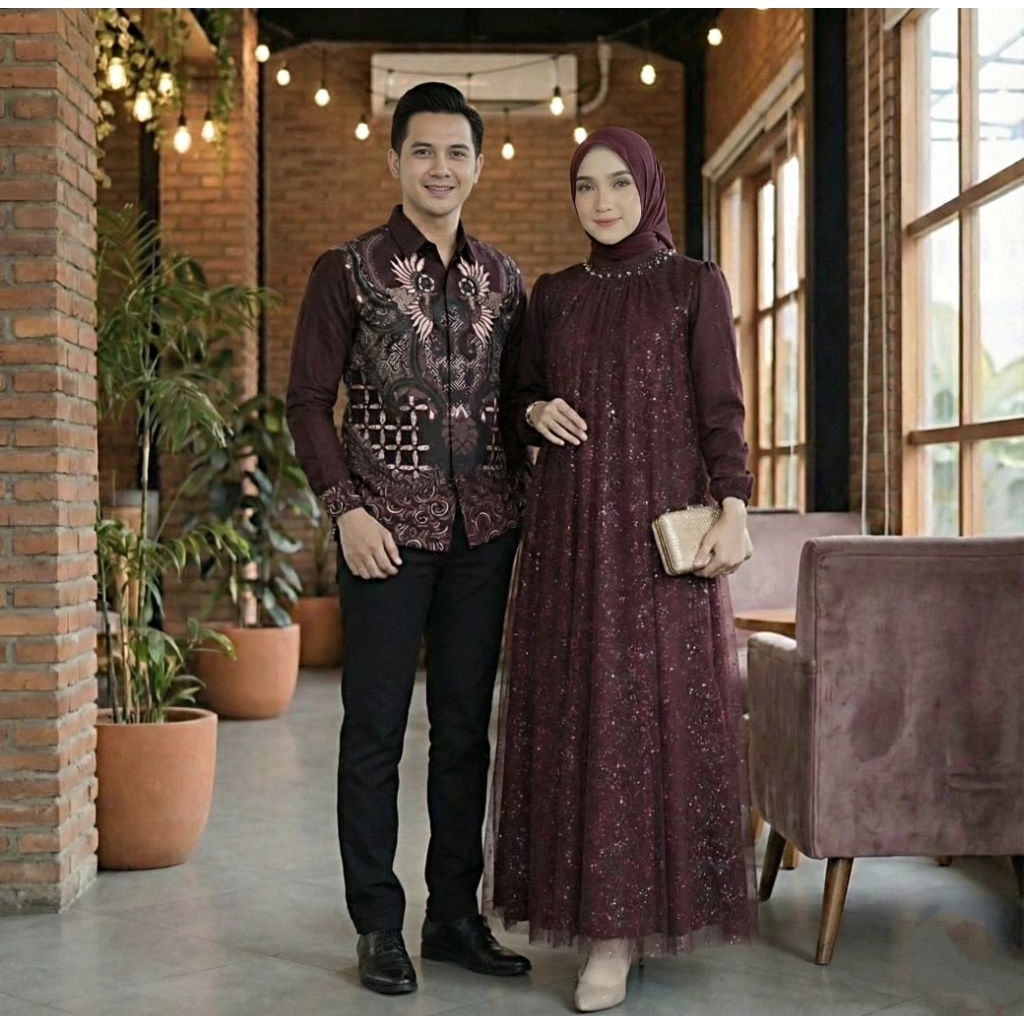 Batik Zen - Couple gamis terbaru lebaran 2026 remaja kekinian simpel mewah elegan kondangan Wanita P