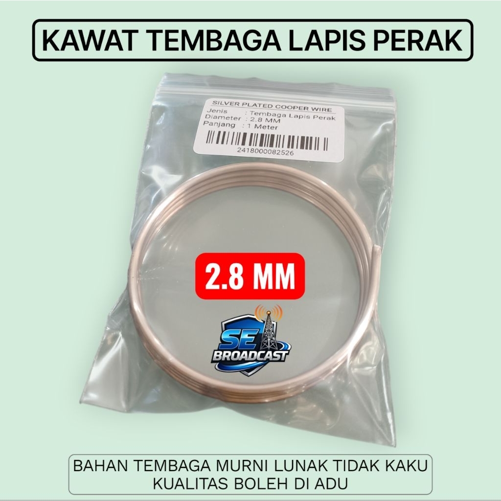 KAWAT TEMBAGA LAPIS PERAK 2.8MM