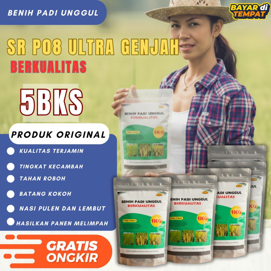 benih padi unggul sr p08 ultra genjah kemasan 5bks Original