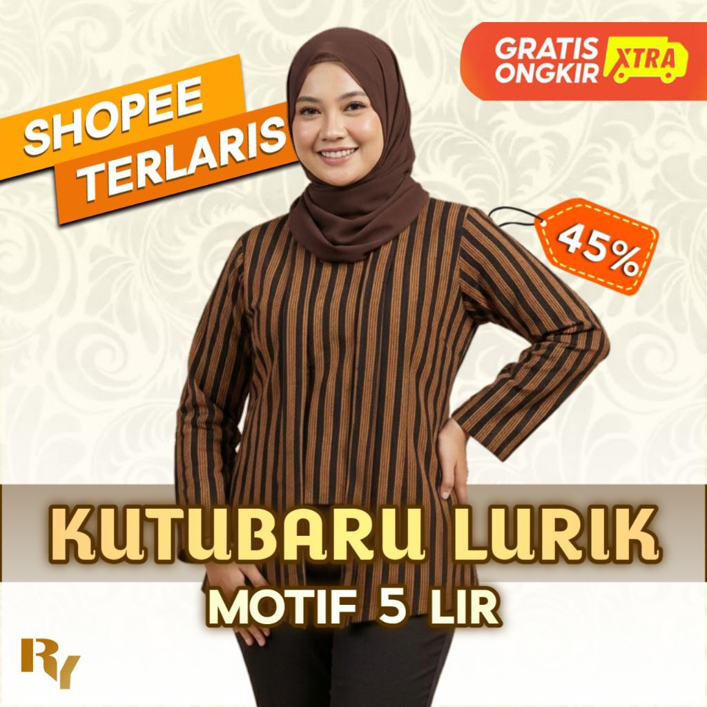 KUTUBARU WANITA COKLAT HITAM MOTIF 5 LIR | BAJU LURIK WANITA | KUTUBARU WANITA | BAJU LURIK WANITA C