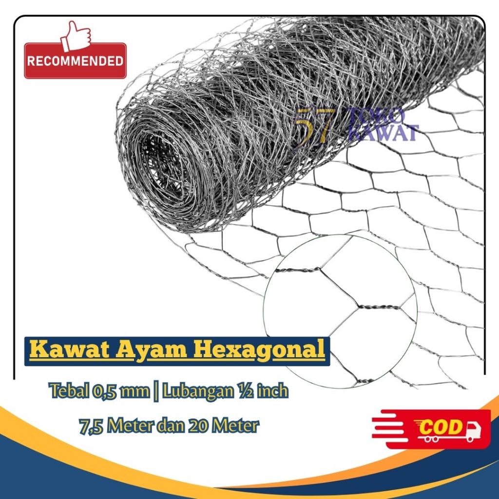 Kawat Ayam Hexagonal Galvanis Tahan Karat | Variasi 7,5 Meter dan 20 Meter Bisa Untuk Pagar dan Kand
