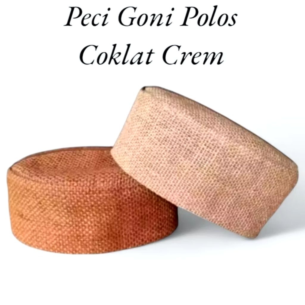 Peci Goni Oval Polos Warna Coklat Dan Krem / Kopiah Goni