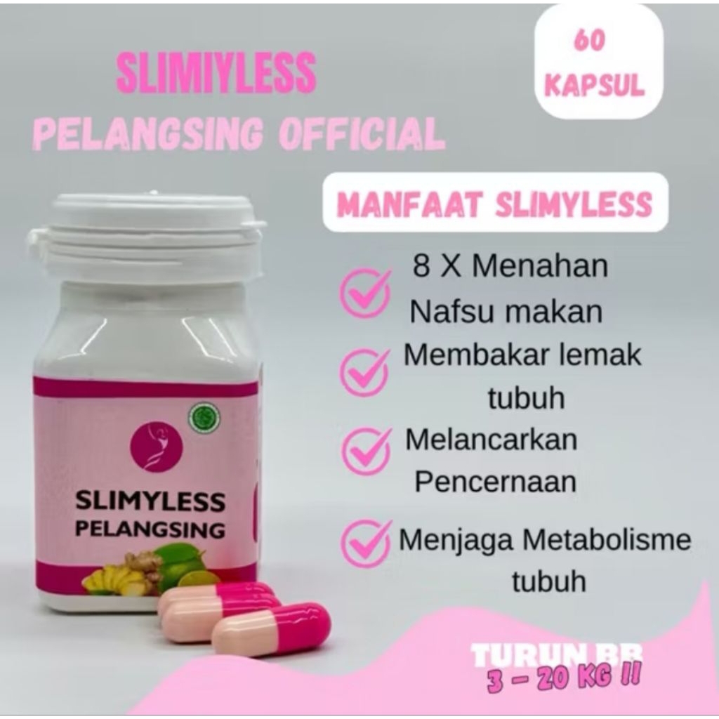 <COD> Slimyless isi 60 Pelangsing Kapsul Slimming Herbal Bundayes Bundaslim 100% Original,pelangsing