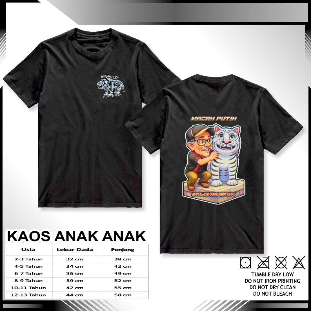 Kaos anak patung Macan putih Balongjeruk Mbah suari kediri