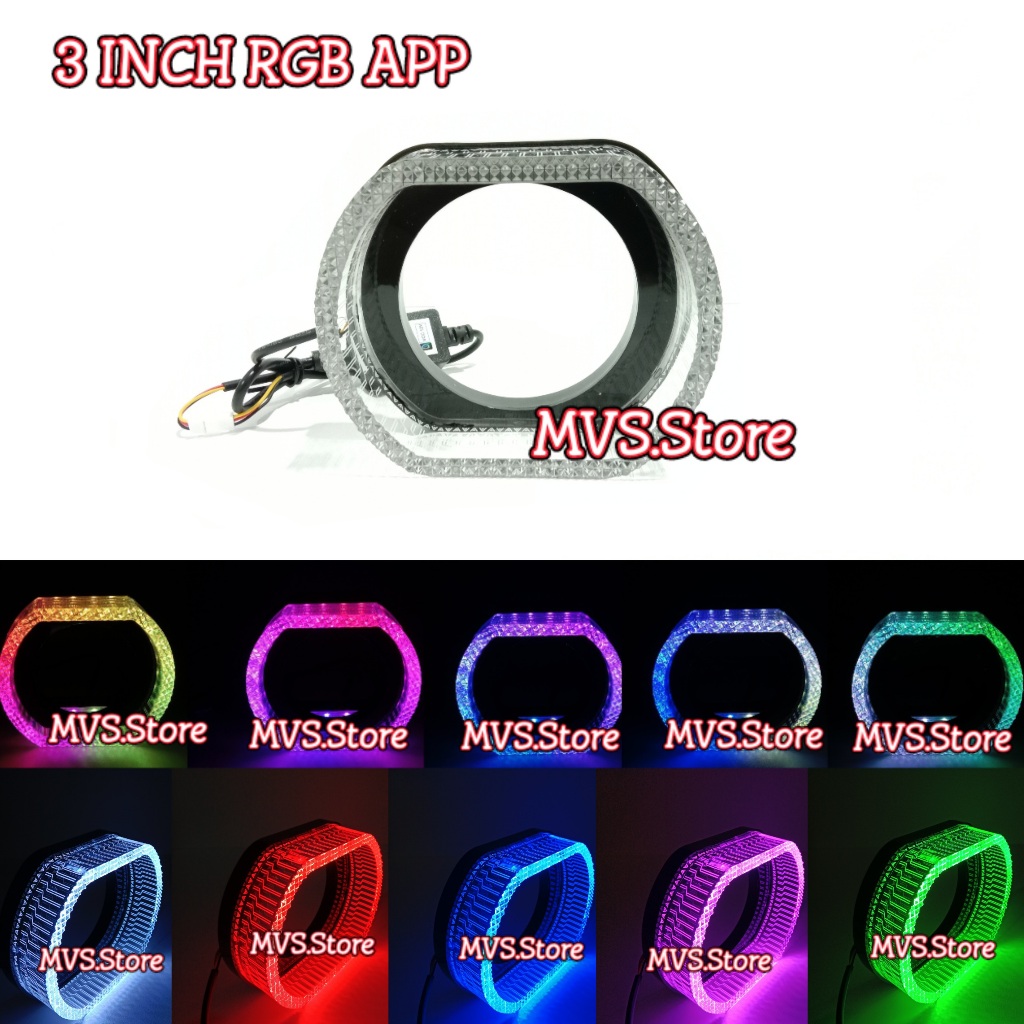 Lampu Shroud BMW SPORT 3 Inch Acrylic 5D RGB APP Shroud Lampu Biled 3 INCH Kristal RGB Bluetooth