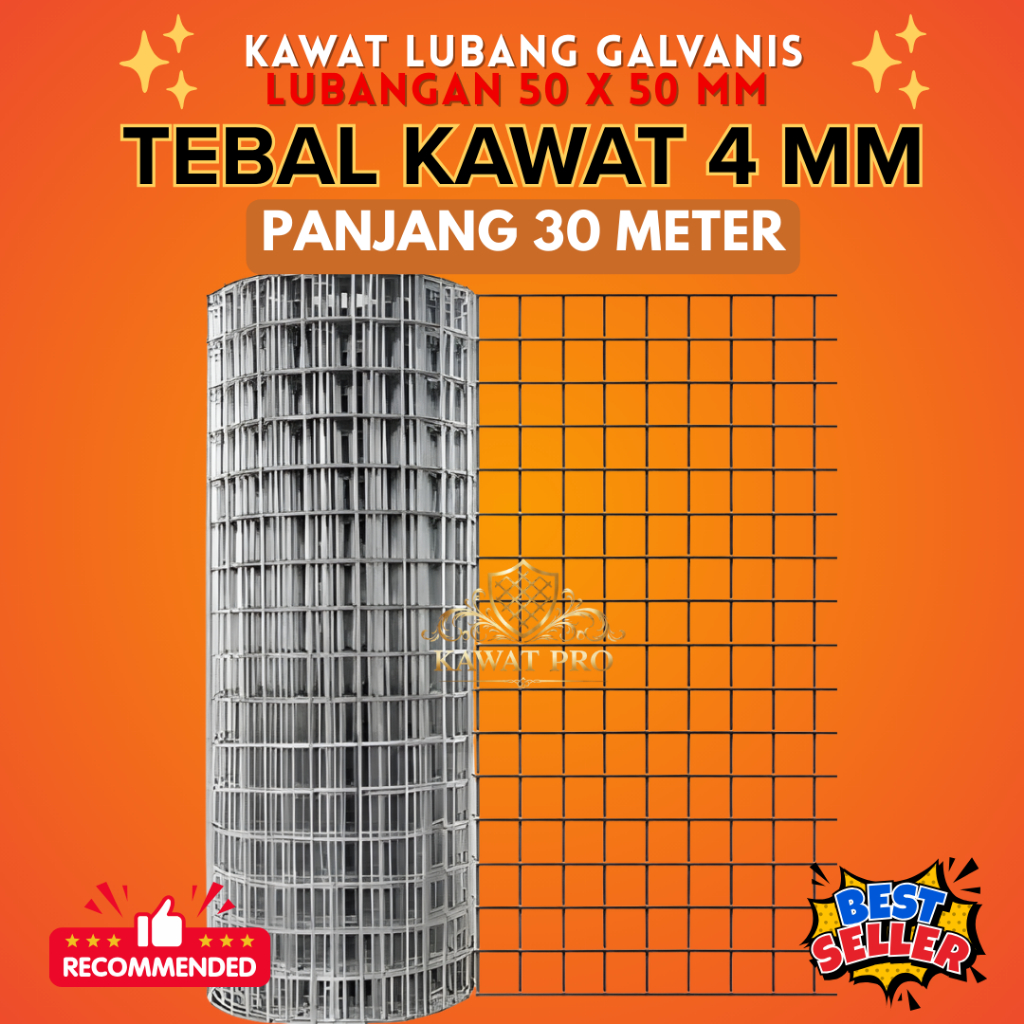 KAWAT LOKET GALVANIS PANJANG 30 METER TINGGI 1,8 METER LUB.50x50mm | VARIASI TEBAL KAWAT