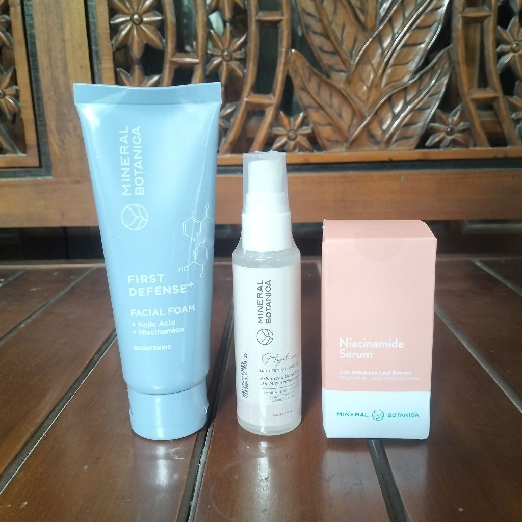 (Paket Brightening) Mineral Botanica First Defense Facial Foam Niacinamide Serum Hydra Face Mist